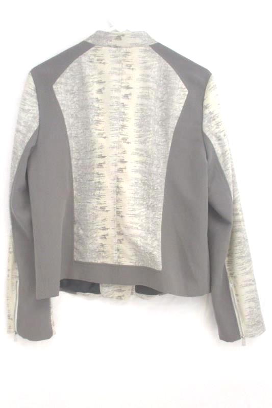 Calvin Klein Moto Jacket Gray Snake Print Zipper Front Polyester Women's Size L
