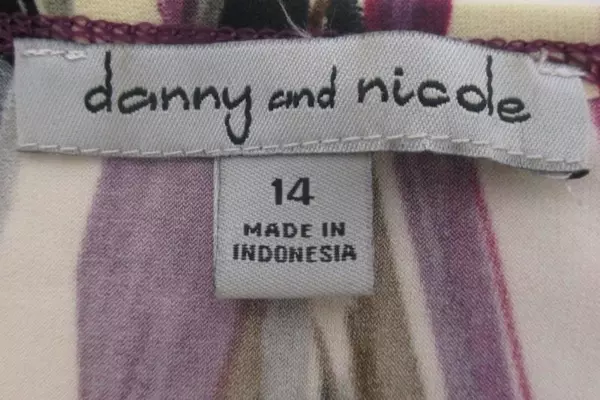 Danny And Nicole Women's Purple Geometric Print Tunic Top Blouse Stretch Size 14