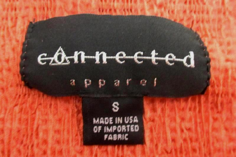 Connected Apparel Women's Salmon Crinkle Blouse Top Short Sleeve Size S With Tag