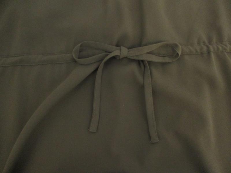 Leith Women's Army Green Tunic Top Blouse Drawstring Waist Polyester Size S