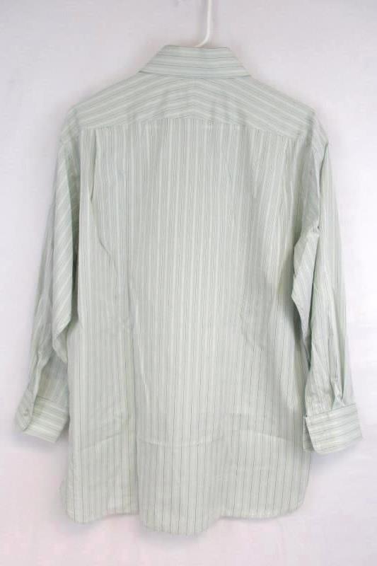 John W Nordstrom Men's Button Up Shirt Egyptian Cotton Sage Striped Size 16