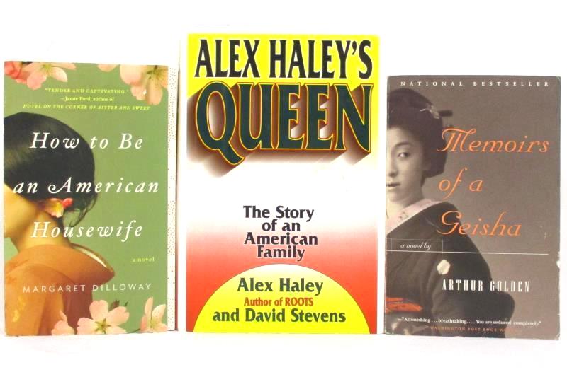 Lot of 3 Books Novels Queen Memoirs of a Geisha How to Be an American Housewife