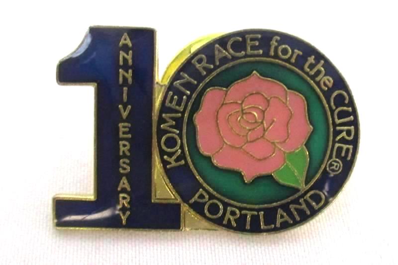 1st Anniversary Race for the Cure Pin Portland Rose Susan G Komen Breast Cancer