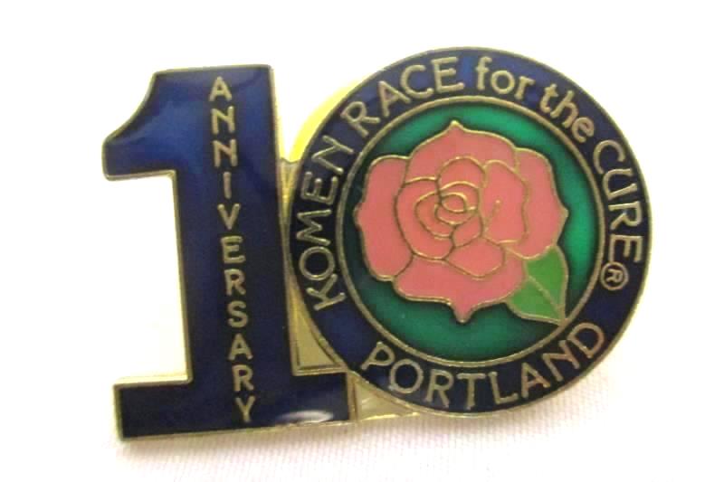 1st Anniversary Race for the Cure Pin Portland Rose Susan G Komen Breast Cancer
