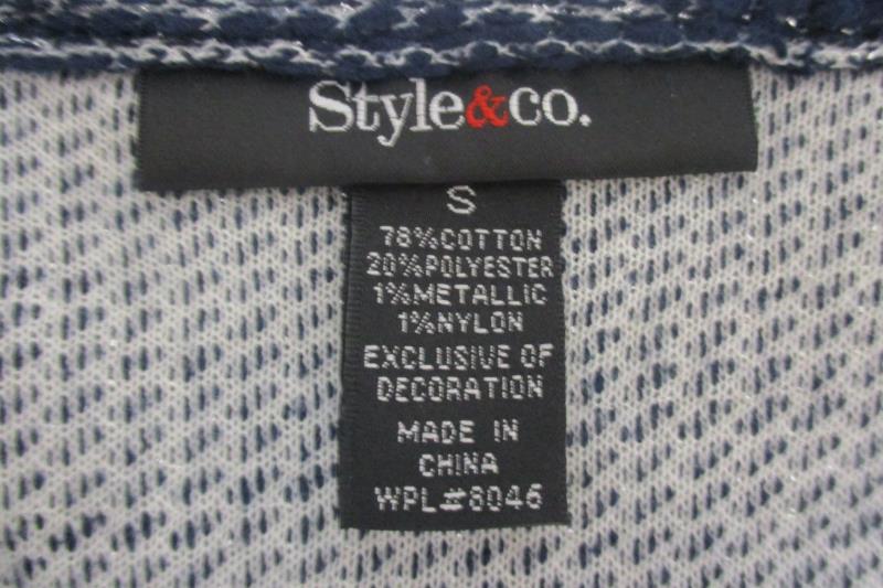 Style&Co Women's Relaxed Chic Pullover Sweater Metallic Blue Size S With Tag