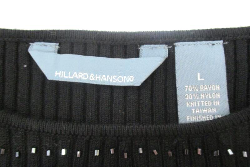 Hillard & Hanson Women's Sleeveless Black Knit Top Beaded Rayon Blend Size L