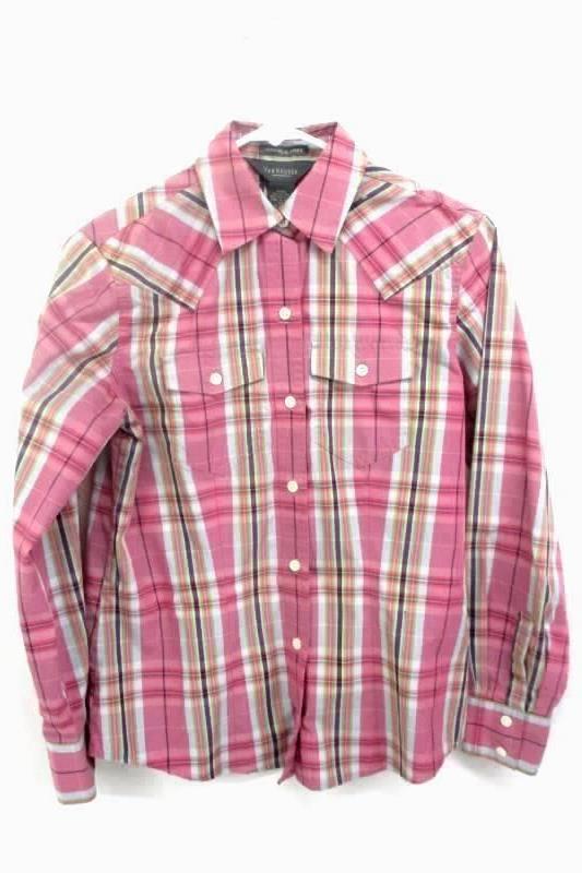 Lot of 2 Womens Button Up Shirts Size XS J Crew Light Blue Van Heusen Pink Plaid