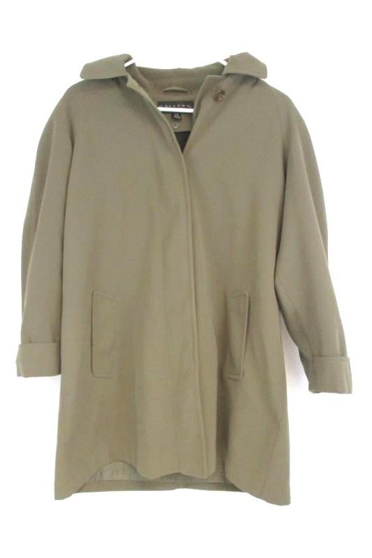 Gallery Petite Women's Button Down Coat Jacket Brown Detachable Hood Sz PS