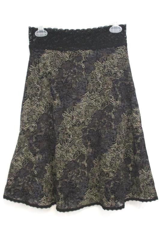 CAbi Women's Black Tan Floral Lace A Line Skirt Style 539 Nylon Blend Size XS