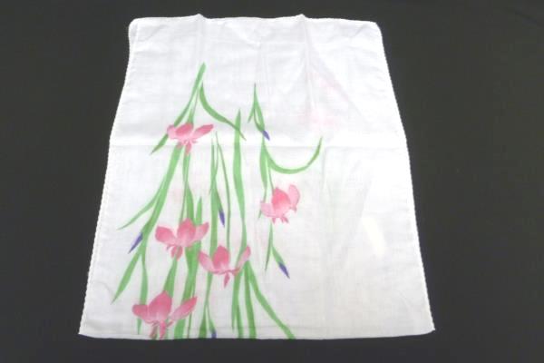 Vintage Japanese Souvenir Scarf Hand Painted Pink Purple Floral New In Package