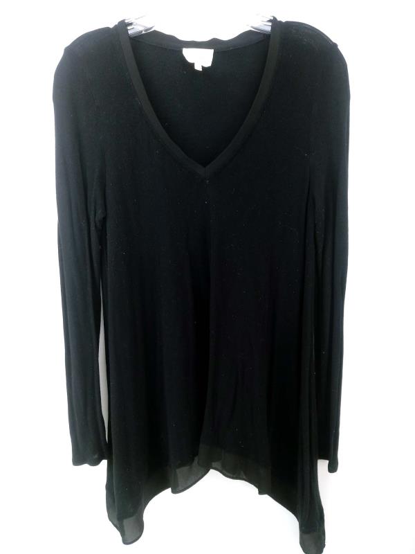 Deletta Tunic Top Lokka Knit Asymmetrical Hem Sweater Black Size Medium