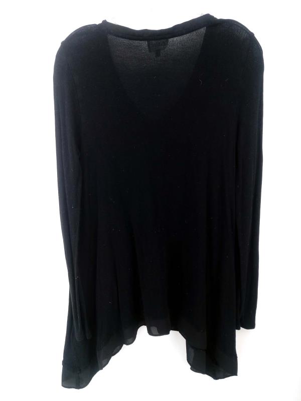 Deletta Tunic Top Lokka Knit Asymmetrical Hem Sweater Black Size Medium