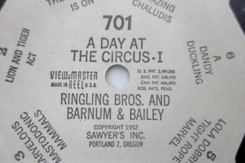 1952 Sawyer's View-Master Day at the Circus Ringling Brothers Reels #701-702