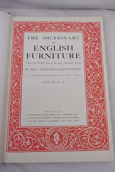 Antique The Dictionary of English Furniture by Macquoid & Edwards 2 of 3 Vol