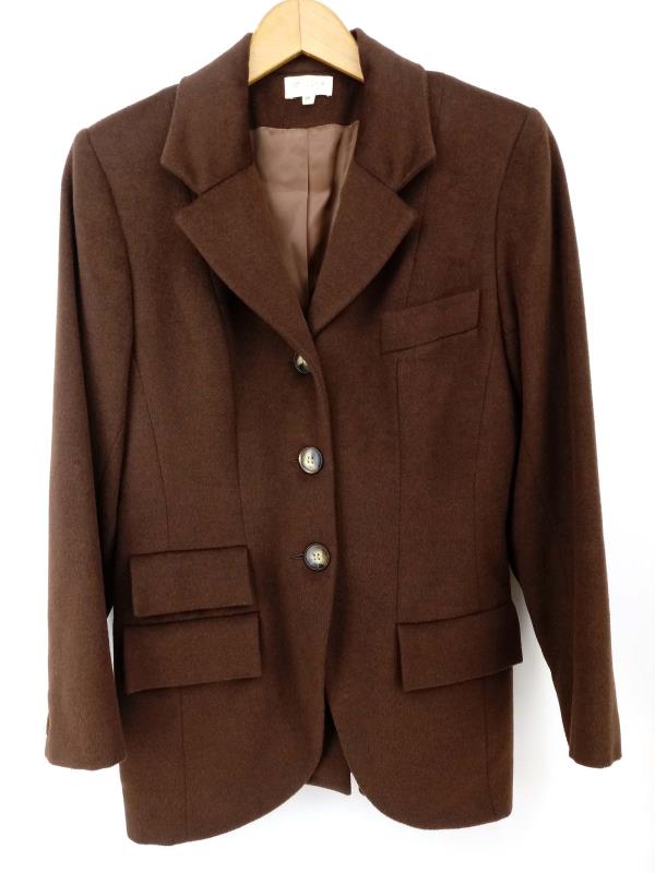 Paule Ka Blazer Jacket Brown Wool Angora Cashmere Blend Womens US 8 FR 38