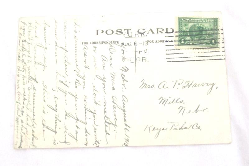 Antique 1913 Divided Back Postcard York NE Green US 1ct Stamp Posted
