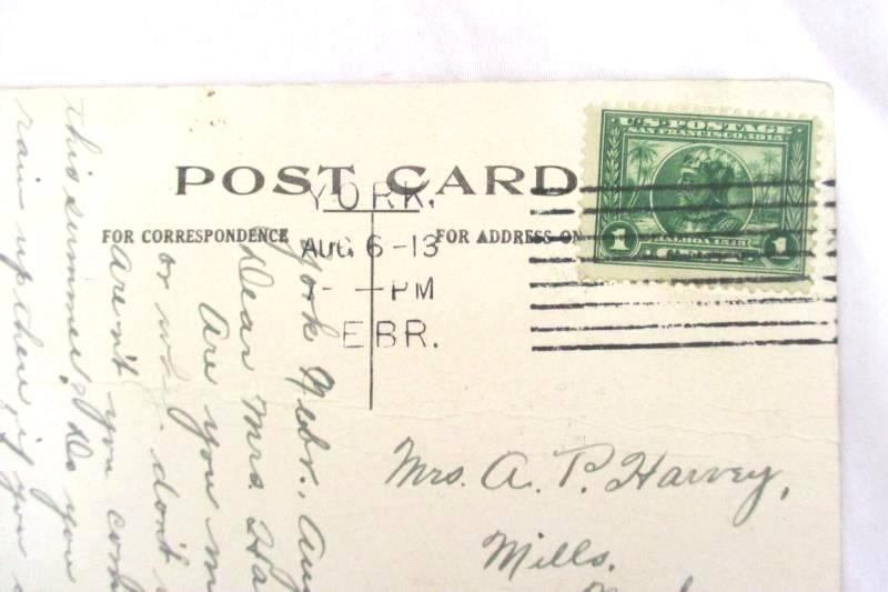 Antique 1913 Divided Back Postcard York NE Green US 1ct Stamp Posted