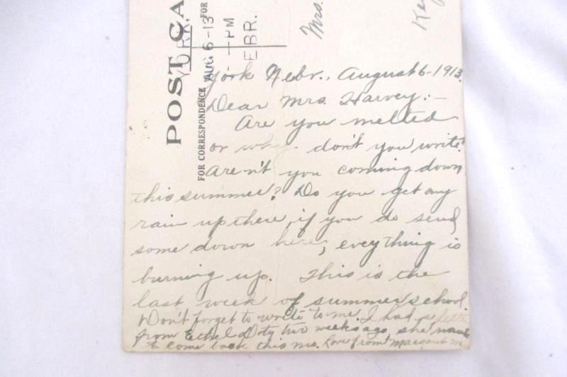 Antique 1913 Divided Back Postcard York NE Green US 1ct Stamp Posted