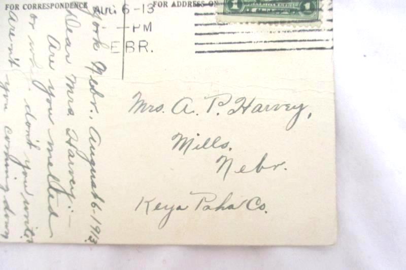 Antique 1913 Divided Back Postcard York NE Green US 1ct Stamp Posted