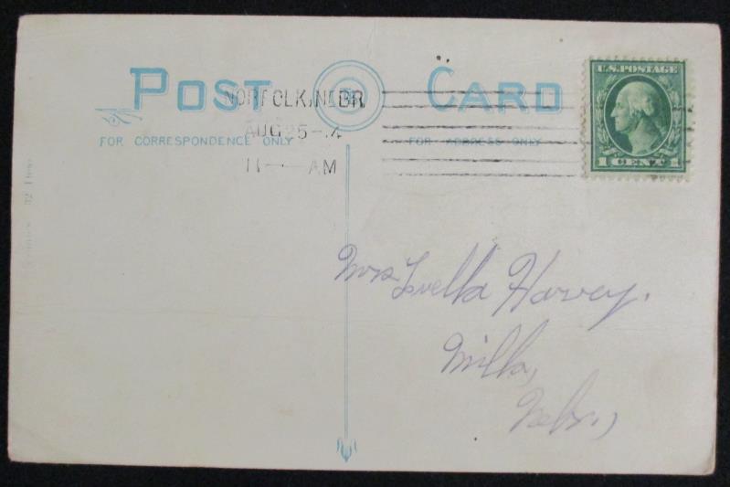 Vintage 1914 Postmark Color RPPC Postcard Ladies And Man 1ct Franklin Stamp