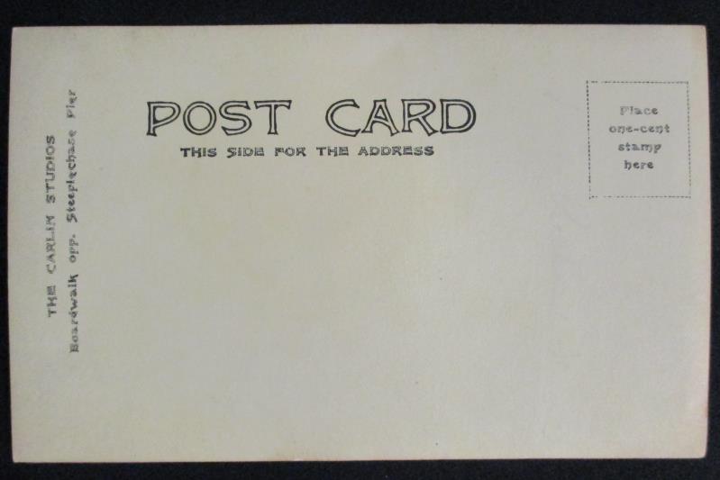 Vintage RPPC Postcard Carlin Studios Lady Steeplechase Pier Never Postmarked
