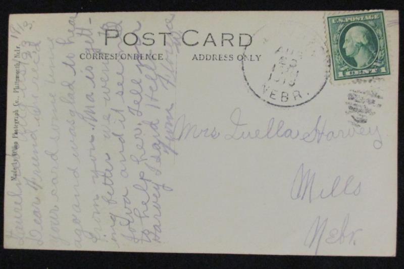 Vintage 1913 RPPC Residence St Laurel Neb Olson Photo 1ct Left Face Washington