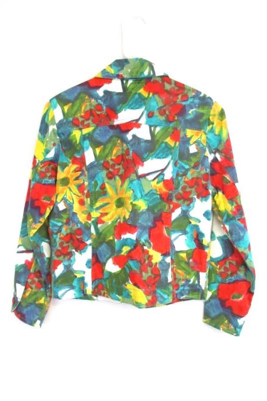 Coldwater Creek Women's Bright Floral Button Front Jacket Cotton Blend Sz PXS