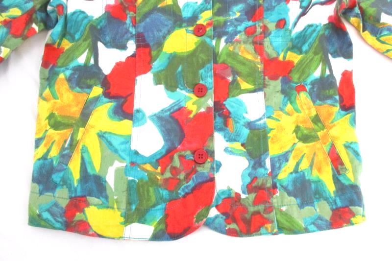 Coldwater Creek Women's Bright Floral Button Front Jacket Cotton Blend Sz PXS