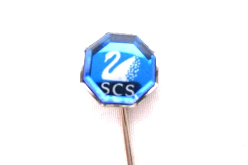 Vintage Swarovski Crystal 1988 Membership Stick Pin Blue Crystal Octagon Swan