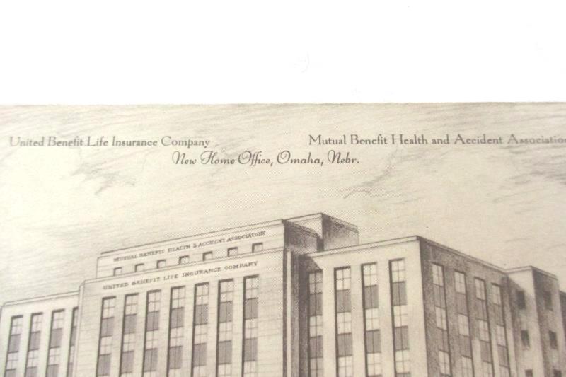United Benefit Life Insurance Company Vtg Postcard Home Office Omaha Neb Unused