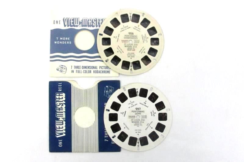 1951 View Master Reels Of St. Louis Zoo Performing Chimpanzees 926 And Lions 927