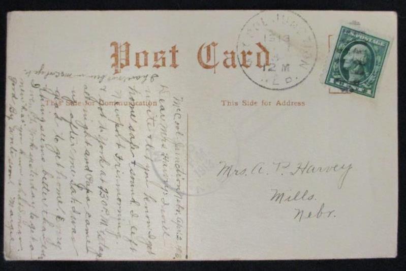 Vintage 1913 Postmark Linen RPPC Postcard NY Central School Washington 1ct Stamp