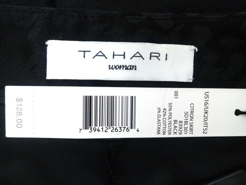 TAHARI Woman Citron Skirt Black Leopard Print Pleated Skirt Women's Size 16