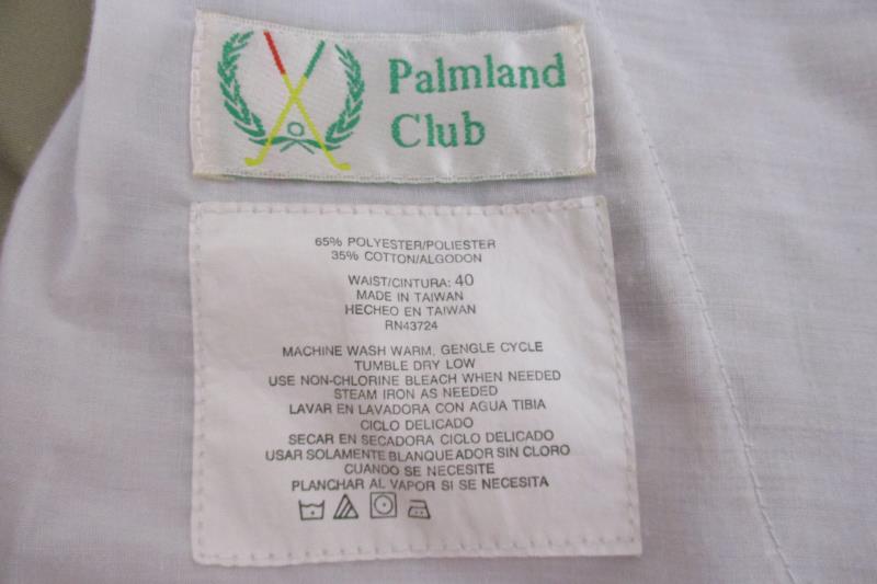 Palmland Club Men's Flat Front Khaki Golf Shorts Elastic Polyester Blend Size 40