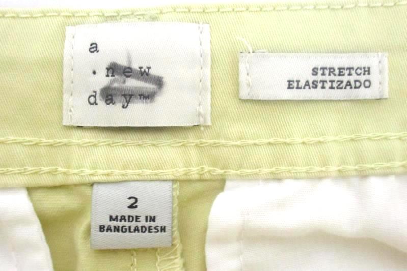 A New Day Women's Slim Stretch Pale Yellow Pants Straight Size 2 With Tag