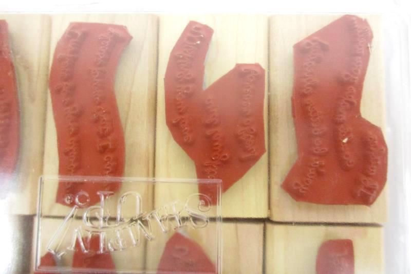 Set of 8 Stampin Up Rubber Mounted Wooden Stamps Greetings and Phrases Unused