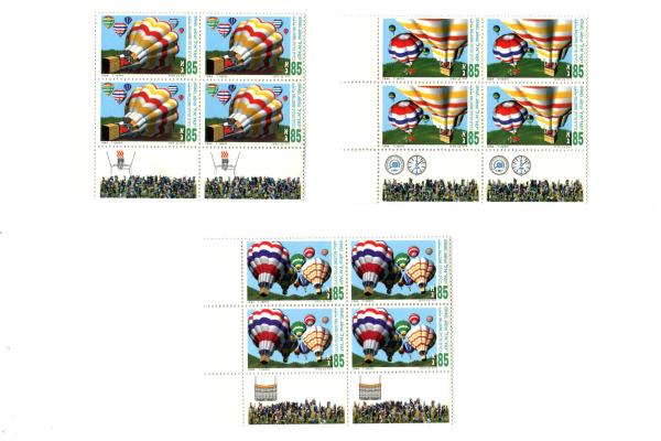 1994 Israel 3 Blocks of 4 Unused Hot Air Balloon Championship Tab Panel MNH