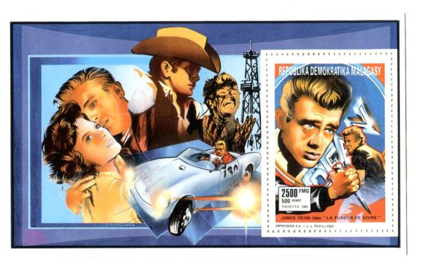Republic of Malagasy Unused 2 James Dean Souvenir Sheetlets MNH with COA's