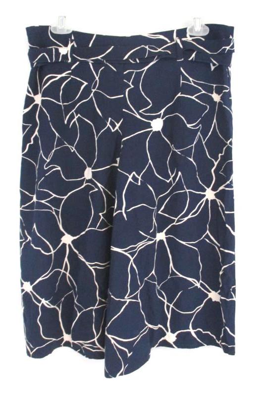 Banana Republic Women's Petite Dress Gaucho Pants Wide Leg Navy Floral Size 6P