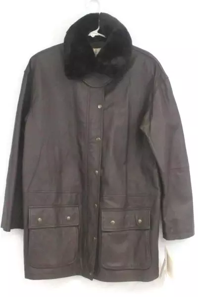 Reflections By Spiegel Men's Brown Leather Coat Jacket Snap Front Sz M With Tags