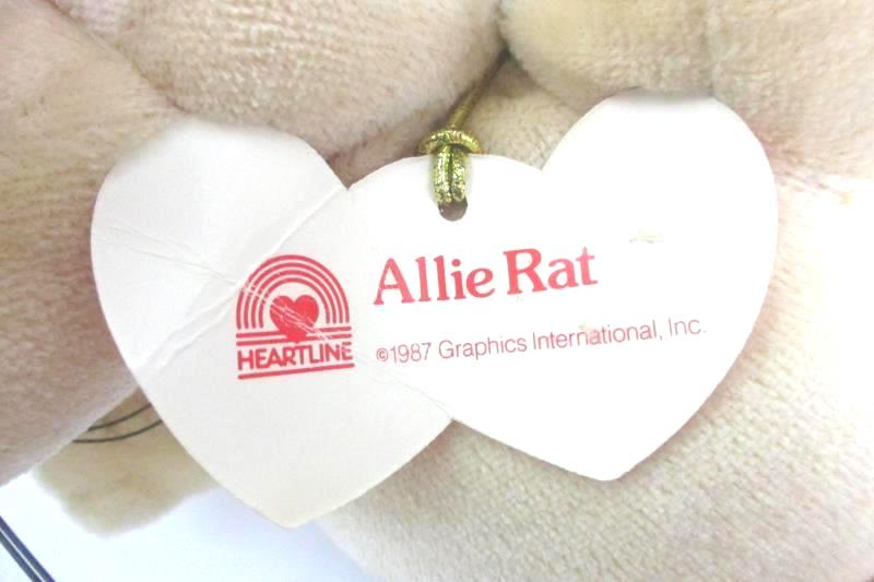 1987 Heartline Rat Pack Alli Rat Plush Toy 6 3/4 Inch Beige