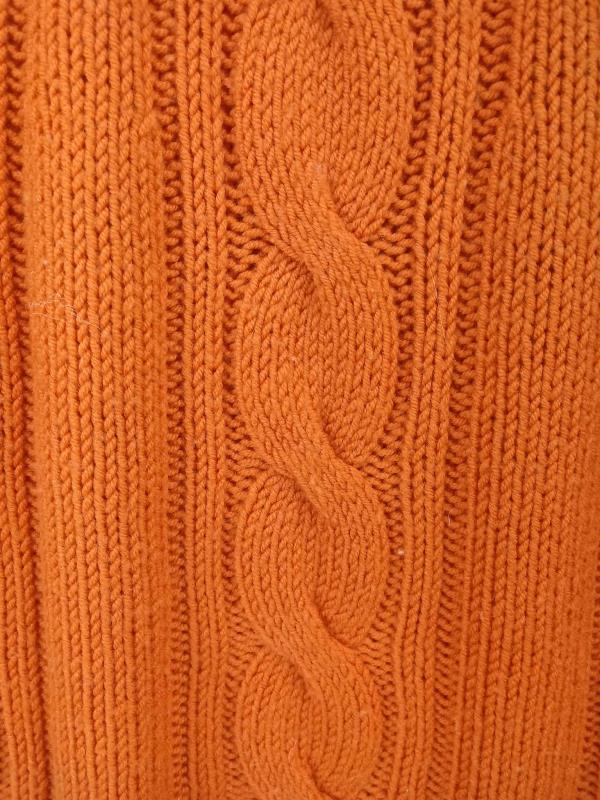 ADRIENNE VITTADINI Cable Knit Sweater Mock Neck 100% Merino Wool Orange Sz L