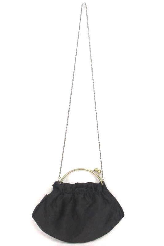 Sasha Beautiful Vintage Hand Made Handbag Clutch Black Floral Embroidery Chain