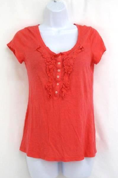 Lot of 2 Women's Tops Orange Short Sleeve Old Navy Blue Long Sleeve Indigo Sz M
