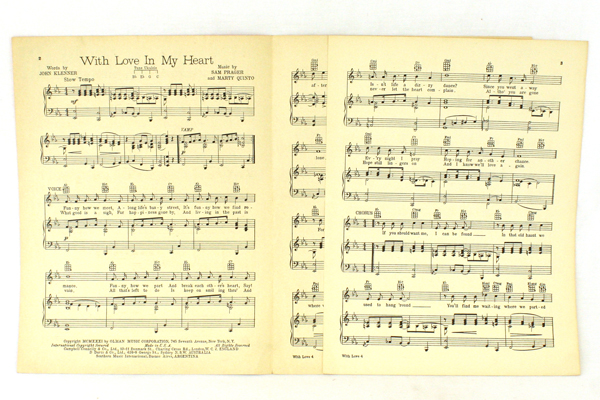 Pair of OLMAN Sheet Music 1931 & 1932 With Love In My Heart~Waltzing in a Dream