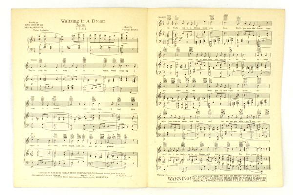 Pair of OLMAN Sheet Music 1931 & 1932 With Love In My Heart~Waltzing in a Dream