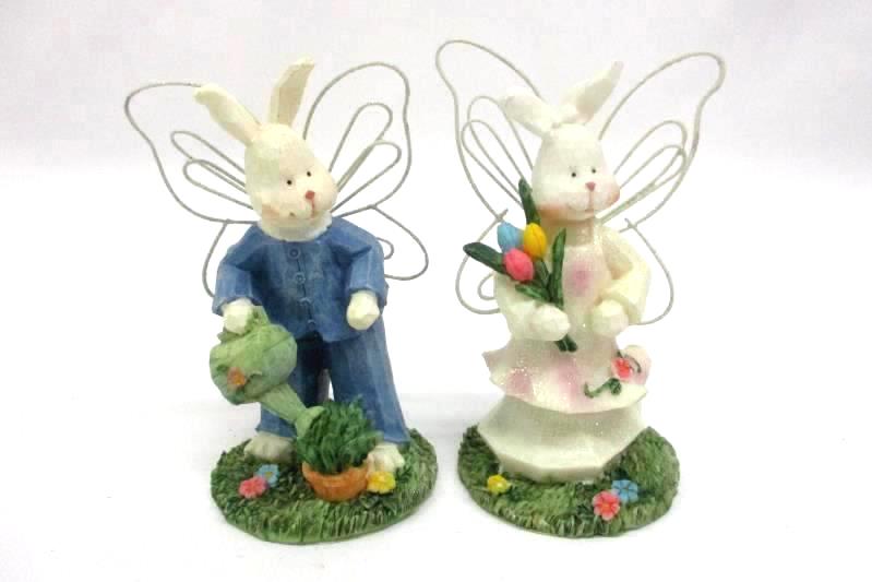 Set of 6 K's Collection Easter Bunny Rabbit Figurines with Butterfly Wings