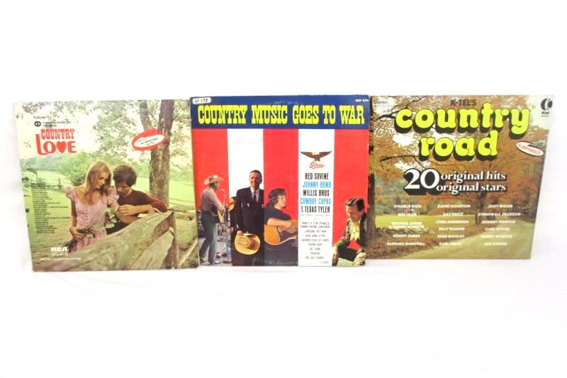 Lot 3 Country Music Vinyl Records 20 Hits Country Road Goes to War Country Love