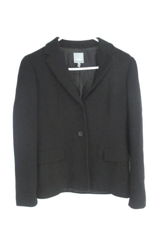 AK2 Anne Klein Women's Black 2 Button Front Blazer Jacket Pure Wool Size 4