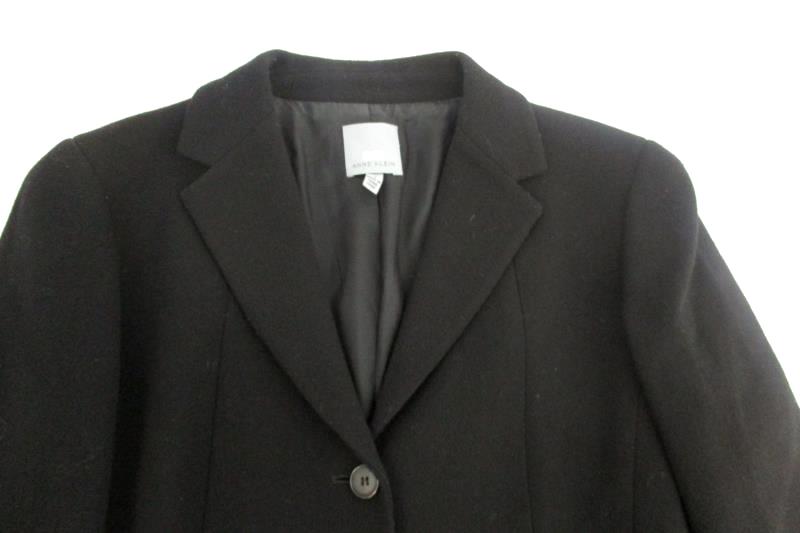 AK2 Anne Klein Women's Black 2 Button Front Blazer Jacket Pure Wool Size 4